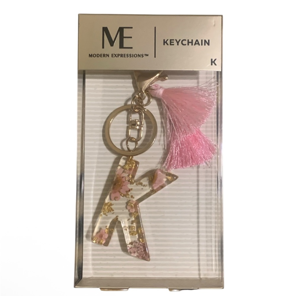 Monogram K Purse Charm/Keychain with Pink Tassel - Modern Expressions Floral NWT
